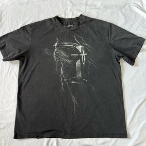 IRONWILLED Men's Black Graphic T-Shirt SIZE L few stains review photos